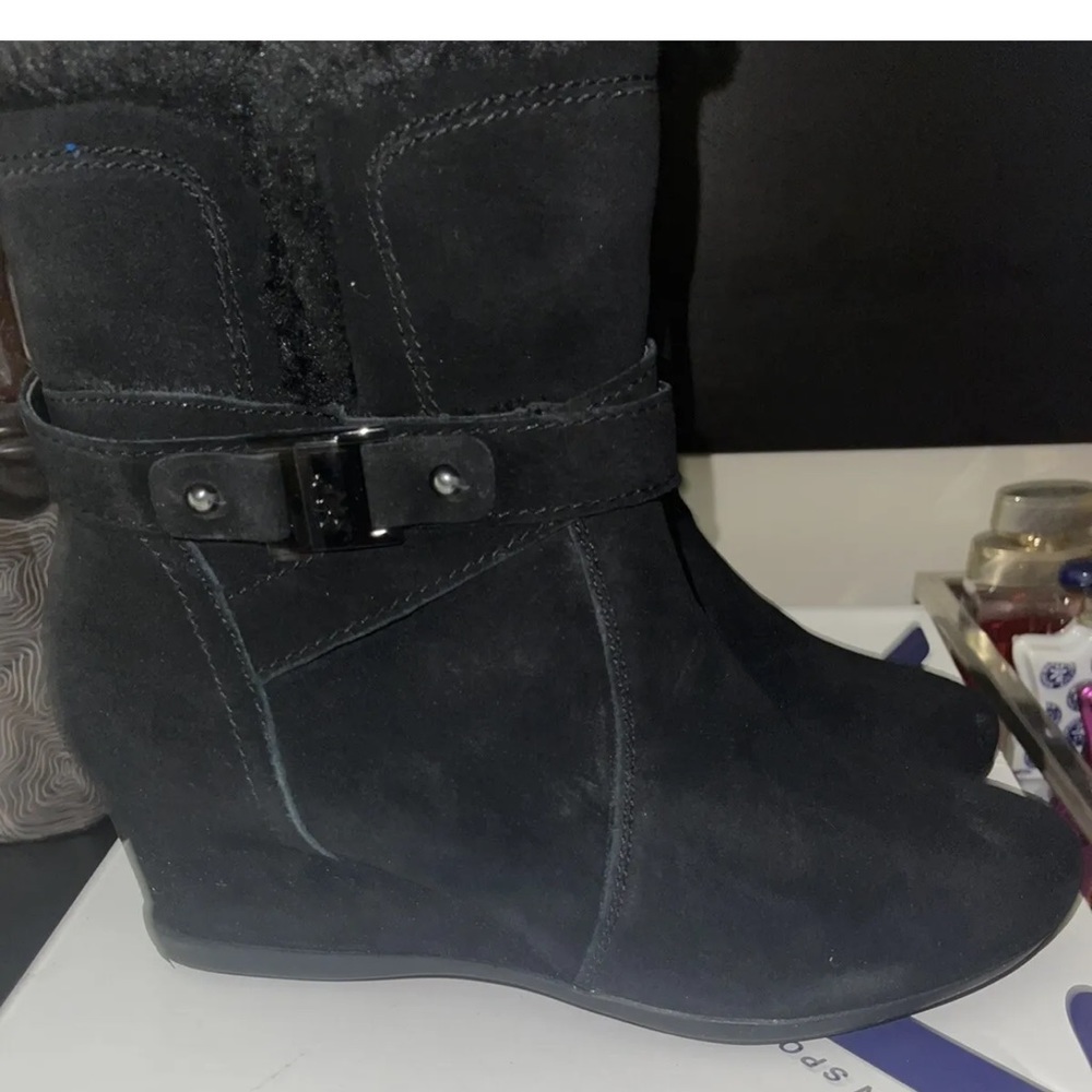 Womens Anne Klein Sport Suede Ankle Black Boots Size 10 New!!